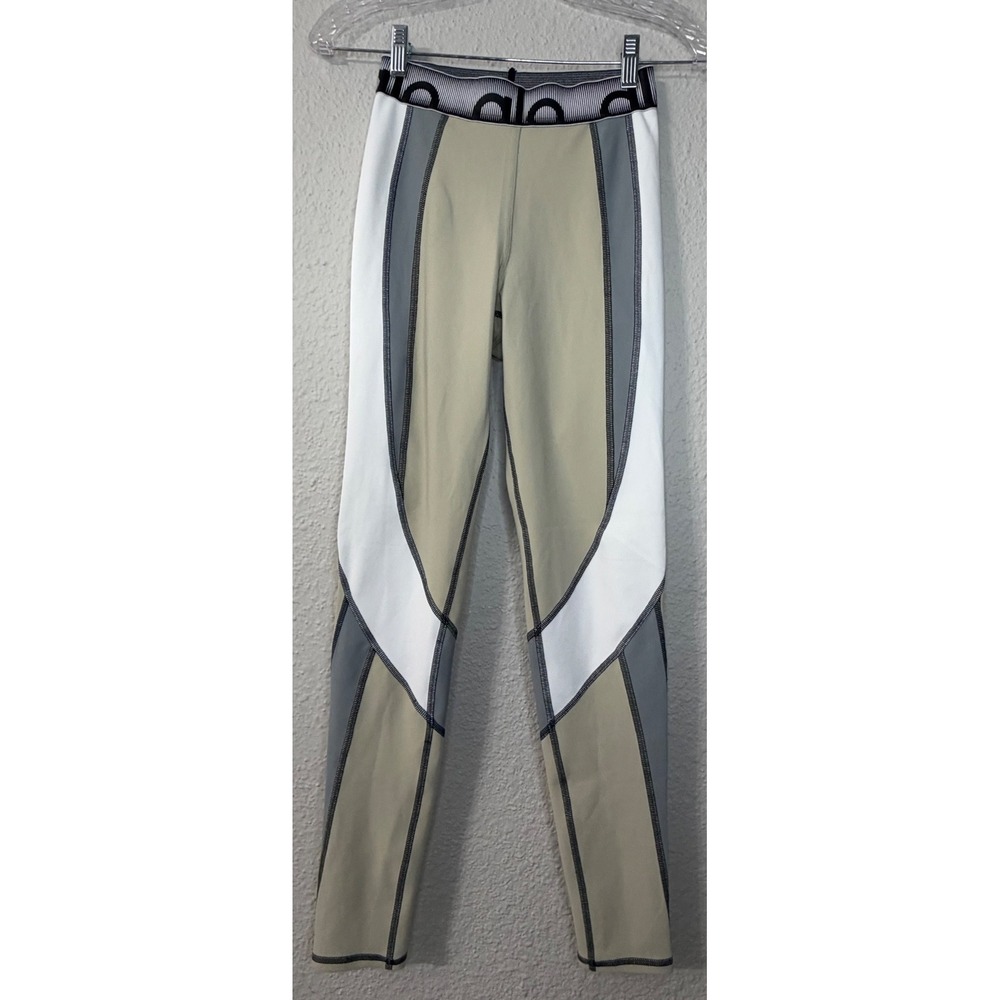 Alo Yoga velocity High Waist Leggings Tan White Grey XS